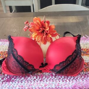 Victoria's Secret Scarlet and Ebony Lace Bra